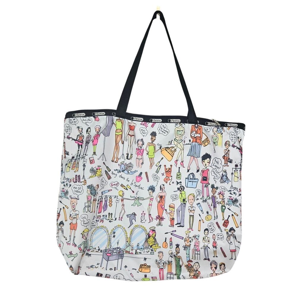 Vintage Y2K Lesportsac Nylon Tote Bag Amy Davis Comic Fashion Travel Coquette